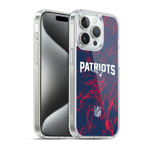NFL New England Patriots Graphics Coloured Marble Soft Gel Case for Apple iPhone 15 Pro