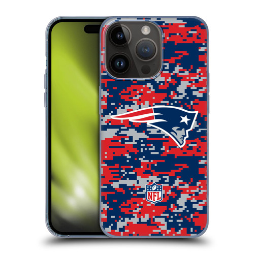 NFL New England Patriots Graphics Digital Camouflage Soft Gel Case for Apple iPhone 15 Pro