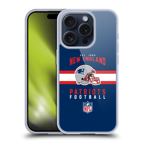 NFL New England Patriots Graphics Helmet Typography Soft Gel Case for Apple iPhone 15 Pro