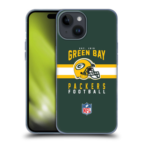 NFL Green Bay Packers Graphics Helmet Typography Soft Gel Case for Apple iPhone 15