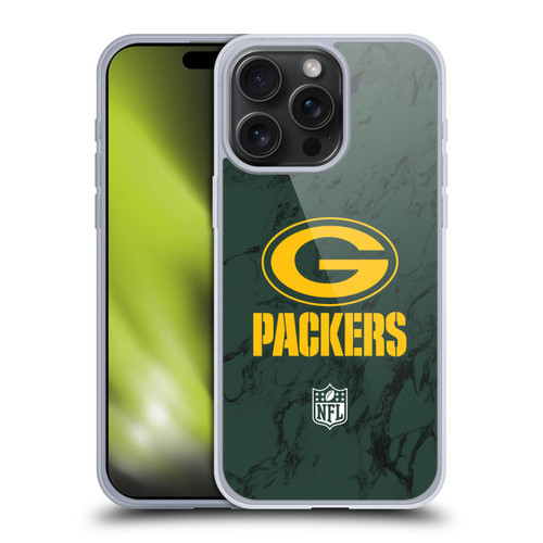 NFL Green Bay Packers Graphics Coloured Marble Soft Gel Case for Apple iPhone 15 Pro Max