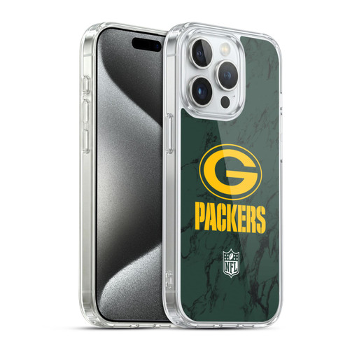 NFL Green Bay Packers Graphics Coloured Marble Soft Gel Case for Apple iPhone 15 Pro