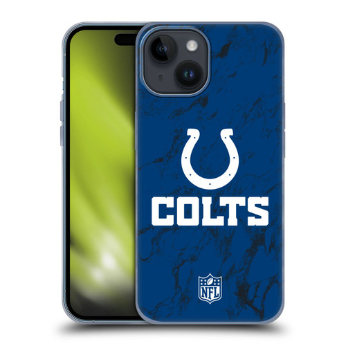 NFL Indianapolis Colts Graphics Coloured Marble Soft Gel Case for Apple iPhone 15