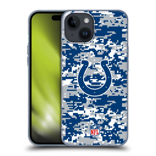 NFL Indianapolis Colts Graphics Digital Camouflage Soft Gel Case for Apple iPhone 15
