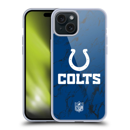 NFL Indianapolis Colts Graphics Coloured Marble Soft Gel Case for Apple iPhone 15 Plus