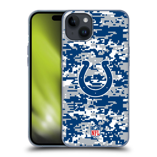 NFL Indianapolis Colts Graphics Digital Camouflage Soft Gel Case for Apple iPhone 15 Plus
