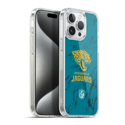 NFL Jacksonville Jaguars Graphics Coloured Marble Soft Gel Case for Apple iPhone 15 Pro Max & MagSafe