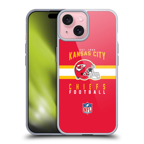 NFL Kansas City Chiefs Graphics Helmet Typography Soft Gel Case for Apple iPhone 15