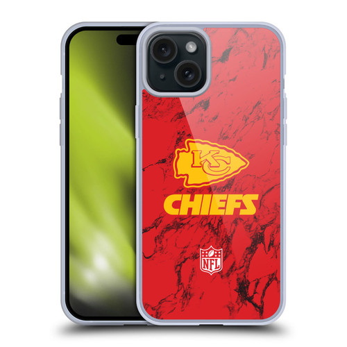 NFL Kansas City Chiefs Graphics Coloured Marble Soft Gel Case for Apple iPhone 15 Plus