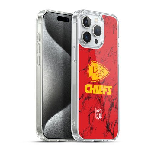 NFL Kansas City Chiefs Graphics Coloured Marble Soft Gel Case for Apple iPhone 15 Pro Max