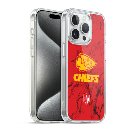 NFL Kansas City Chiefs Graphics Coloured Marble Soft Gel Case for Apple iPhone 15 Pro