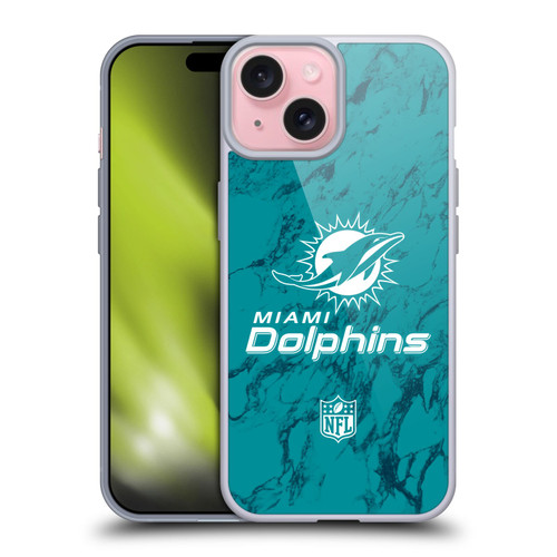 NFL Miami Dolphins Graphics Coloured Marble Soft Gel Case for Apple iPhone 15