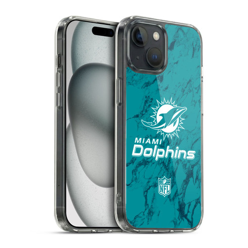NFL Miami Dolphins Graphics Coloured Marble Soft Gel Case for Apple iPhone 15 & MagSafe