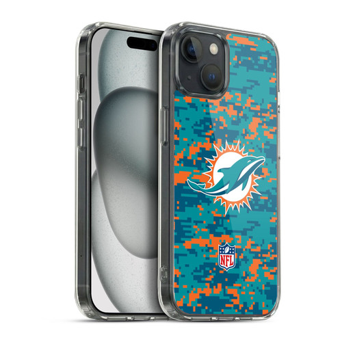 NFL Miami Dolphins Graphics Digital Camouflage Soft Gel Case for Apple iPhone 15 Plus & MagSafe