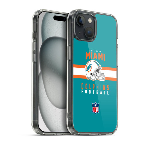 NFL Miami Dolphins Graphics Helmet Typography Soft Gel Case for Apple iPhone 15 Plus & MagSafe
