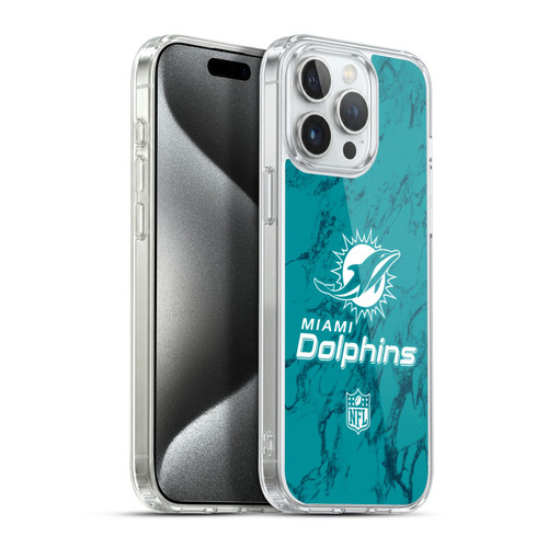NFL Miami Dolphins Graphics Coloured Marble Soft Gel Case for Apple iPhone 15 Pro Max & MagSafe