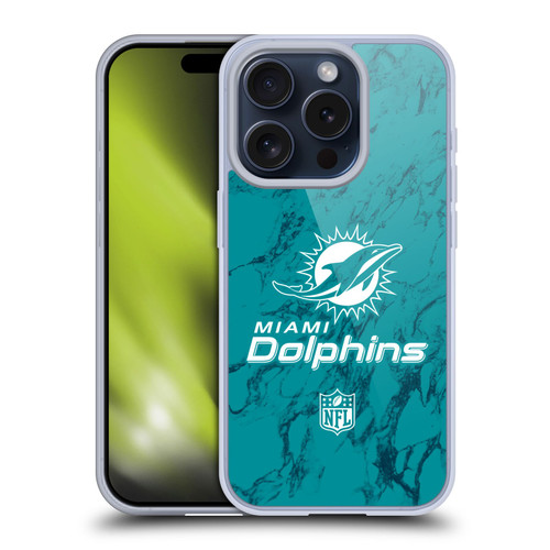 NFL Miami Dolphins Graphics Coloured Marble Soft Gel Case for Apple iPhone 15 Pro