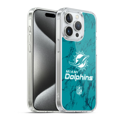 NFL Miami Dolphins Graphics Coloured Marble Soft Gel Case for Apple iPhone 15 Pro & MagSafe