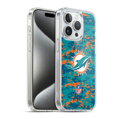 NFL Miami Dolphins Graphics Digital Camouflage Soft Gel Case for Apple iPhone 15 Pro & MagSafe