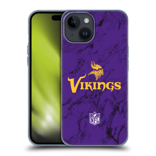 NFL Minnesota Vikings Graphics Coloured Marble Soft Gel Case for Apple iPhone 15