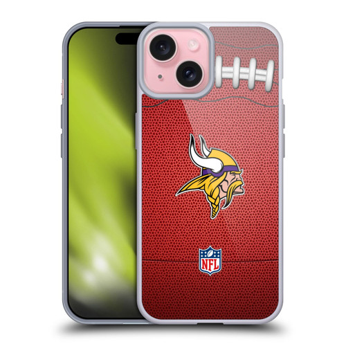 NFL Minnesota Vikings Graphics Football Soft Gel Case for Apple iPhone 15 NFL Minnesota Vikings Graphics Football Soft Gel Case for Apple iPhone 15