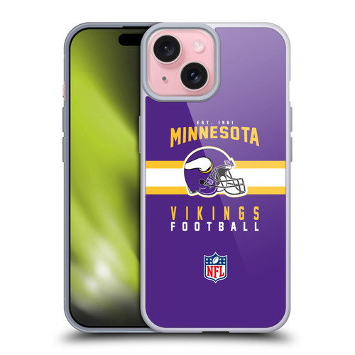 NFL Minnesota Vikings Graphics Helmet Typography Soft Gel Case for Apple iPhone 15