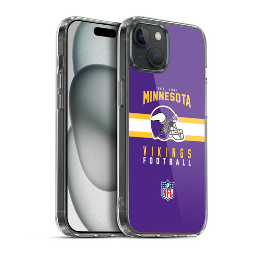 NFL Minnesota Vikings Graphics Helmet Typography Soft Gel Case for Apple iPhone 15 Plus & MagSafe