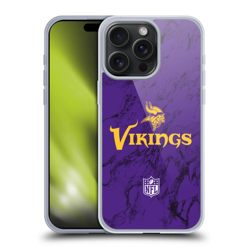 NFL Minnesota Vikings Graphics Coloured Marble Soft Gel Case for Apple iPhone 15 Pro Max
