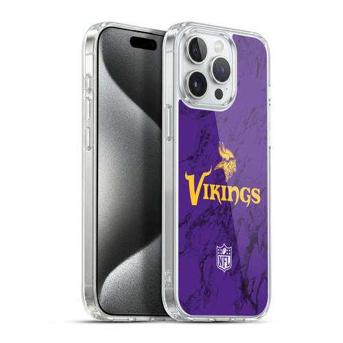 NFL Minnesota Vikings Graphics Coloured Marble Soft Gel Case for Apple iPhone 15 Pro Max & MagSafe