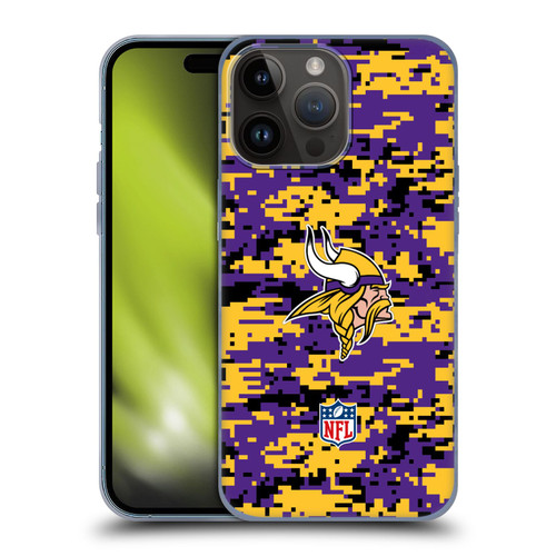 NFL Minnesota Vikings Graphics Digital Camouflage Soft Gel Case for Apple iPhone 15 Pro Max