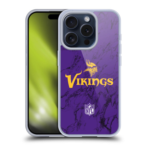 NFL Minnesota Vikings Graphics Coloured Marble Soft Gel Case for Apple iPhone 15 Pro