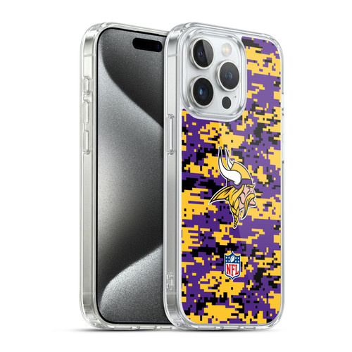 NFL Minnesota Vikings Graphics Digital Camouflage Soft Gel Case for Apple iPhone 15 Pro & MagSafe