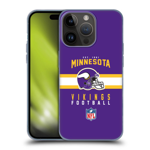 NFL Minnesota Vikings Graphics Helmet Typography Soft Gel Case for Apple iPhone 15 Pro