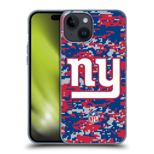 NFL New York Giants Graphics Digital Camouflage Soft Gel Case for Apple iPhone 15