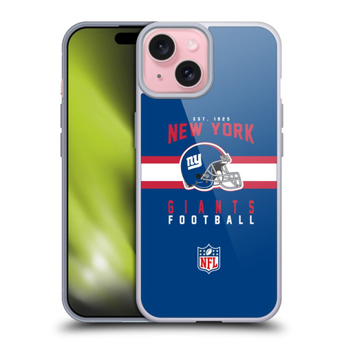 NFL New York Giants Graphics Helmet Typography Soft Gel Case for Apple iPhone 15