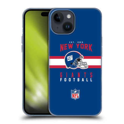 NFL New York Giants Graphics Helmet Typography Soft Gel Case for Apple iPhone 15