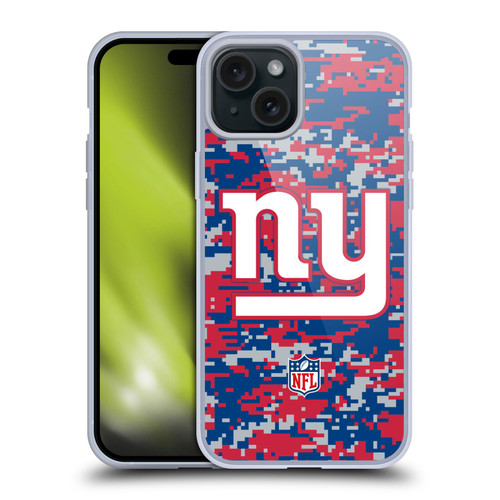 NFL New York Giants Graphics Digital Camouflage Soft Gel Case for Apple iPhone 15 Plus