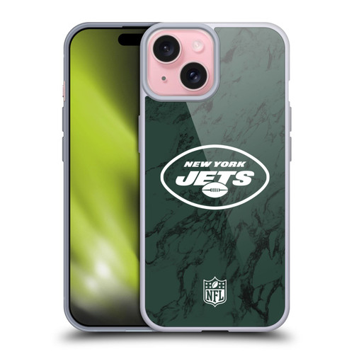 NFL New York Jets Graphics Coloured Marble Soft Gel Case for Apple iPhone 15