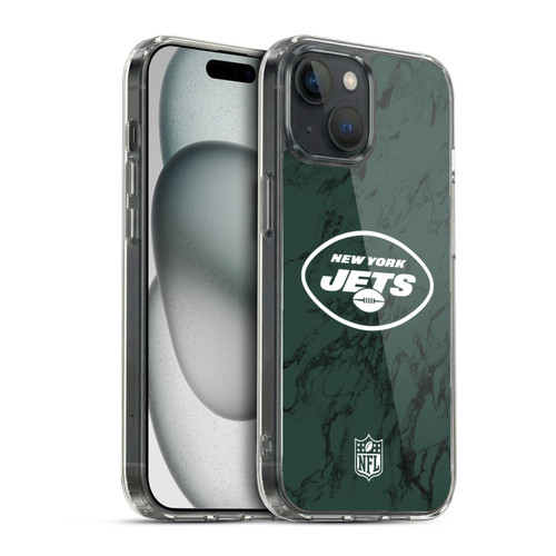 NFL New York Jets Graphics Coloured Marble Soft Gel Case for Apple iPhone 15 & MagSafe