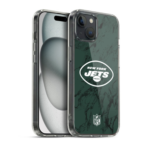 NFL New York Jets Graphics Coloured Marble Soft Gel Case for Apple iPhone 15 Plus & MagSafe