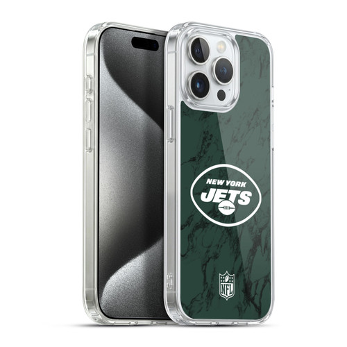NFL New York Jets Graphics Coloured Marble Soft Gel Case for Apple iPhone 15 Pro Max & MagSafe