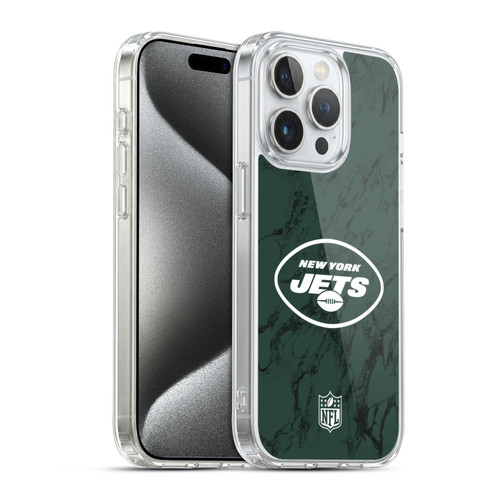 NFL New York Jets Graphics Coloured Marble Soft Gel Case for Apple iPhone 15 Pro & MagSafe