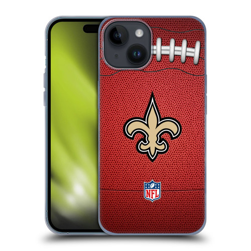 NFL New Orleans Saints Graphics Football Soft Gel Case for Apple iPhone 15