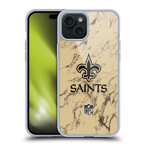 NFL New Orleans Saints Graphics Coloured Marble Soft Gel Case for Apple iPhone 15 Plus