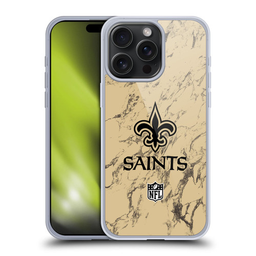 NFL New Orleans Saints Graphics Coloured Marble Soft Gel Case for Apple iPhone 15 Pro Max