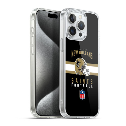 NFL New Orleans Saints Graphics Helmet Typography Soft Gel Case for Apple iPhone 15 Pro Max & MagSafe