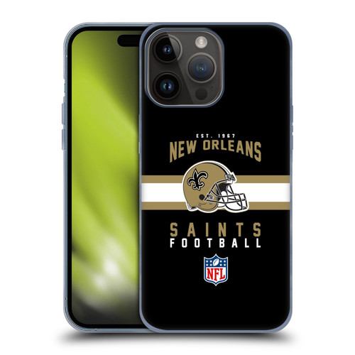 NFL New Orleans Saints Graphics Helmet Typography Soft Gel Case for Apple iPhone 15 Pro Max