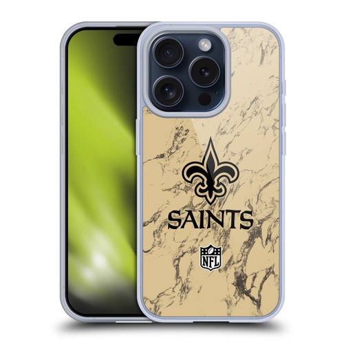 NFL New Orleans Saints Graphics Coloured Marble Soft Gel Case for Apple iPhone 15 Pro