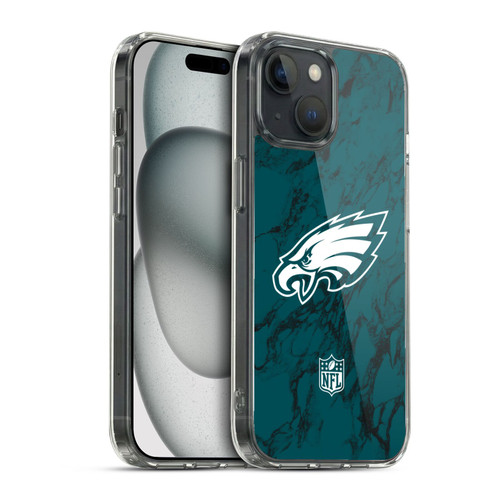 NFL Philadelphia Eagles Graphics Coloured Marble Soft Gel Case for Apple iPhone 15 & MagSafe