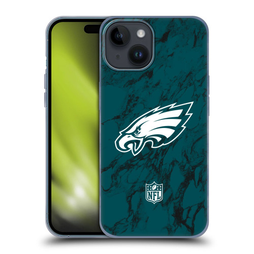 NFL Philadelphia Eagles Graphics Coloured Marble Soft Gel Case for Apple iPhone 15